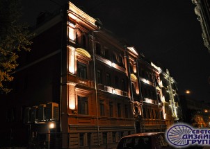 Архитектурное освещение фасада жилого комплекса